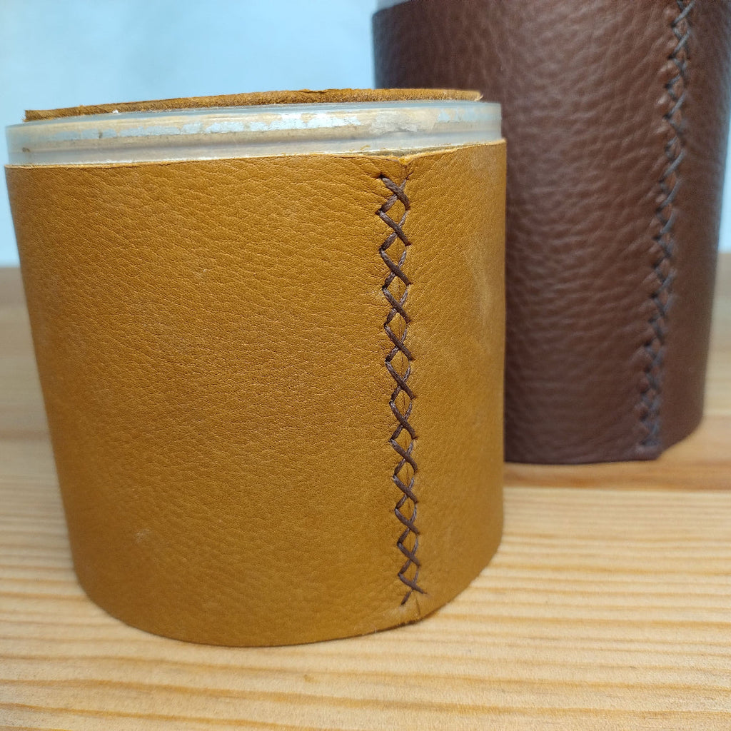 Tuto étuis en cuir rond pour boîte en cuir avec couture en croix