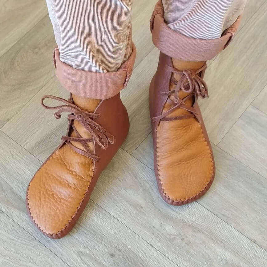 bottes à lacet en cuir souple