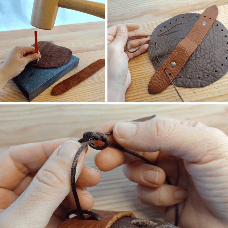 Tuto et patrons pour bourse en cuir à cordon coulissant